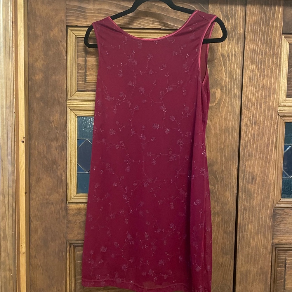 City Triangles Y2K Short Red Dress with Sparkle Rose Detailing- Size Large